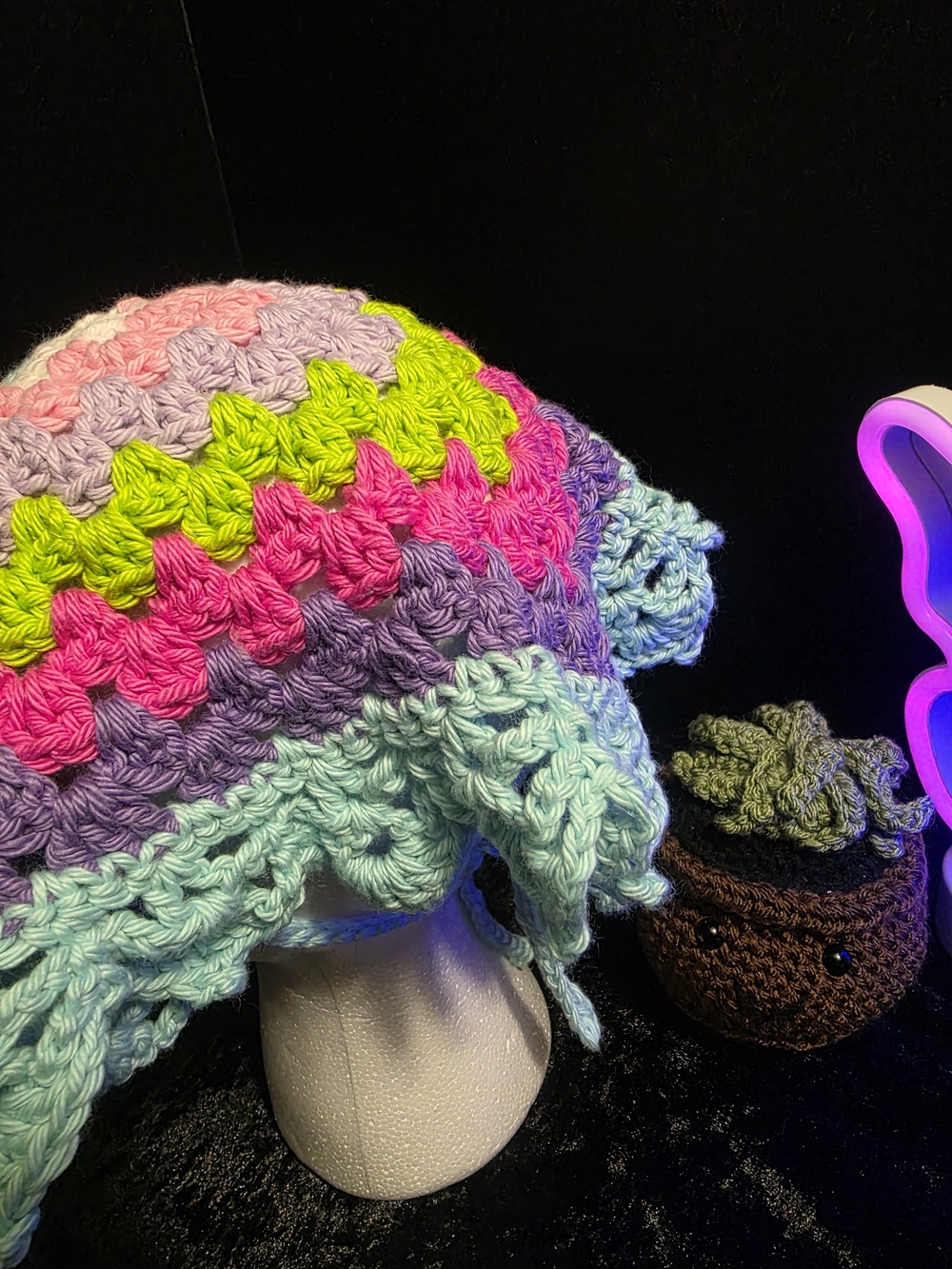 Handmade Crochet Colorful Bandana - Picture 6 of 8